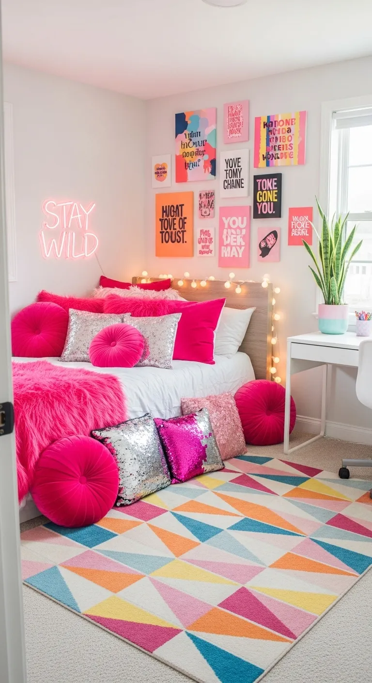 Hot Pink Accents — Bold Pink Bedroom Design Ideas for Girls & Teens