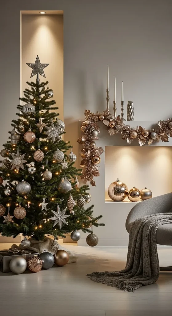 15 Easy & Stylish Christmas Decorations for Small Spaces 16 Incorporate Metallic Accents
