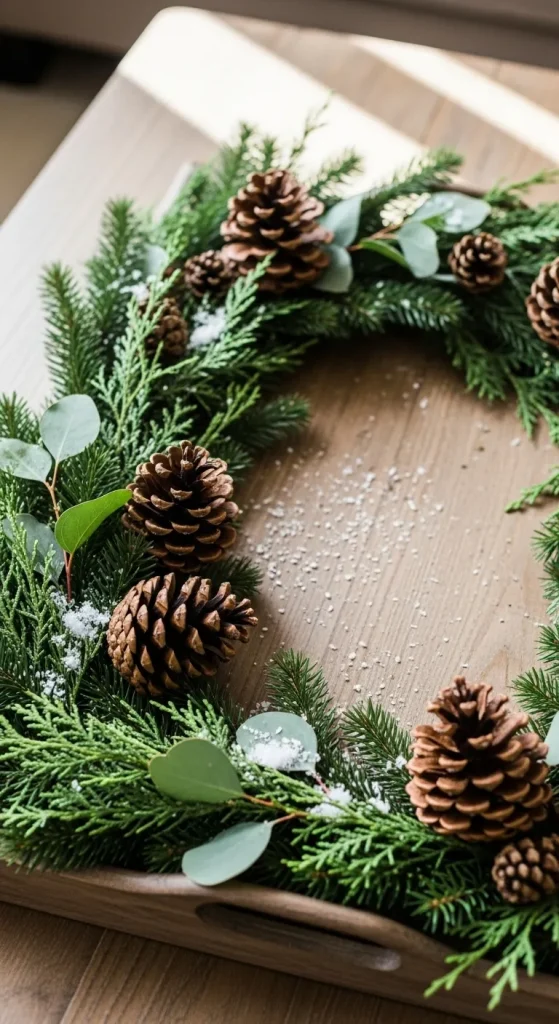 Layer with Greenery and Pinecones