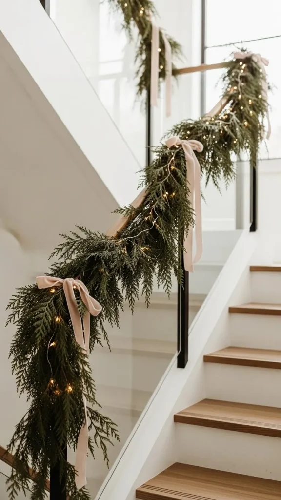 Modern Stair & Railing Garland Decor