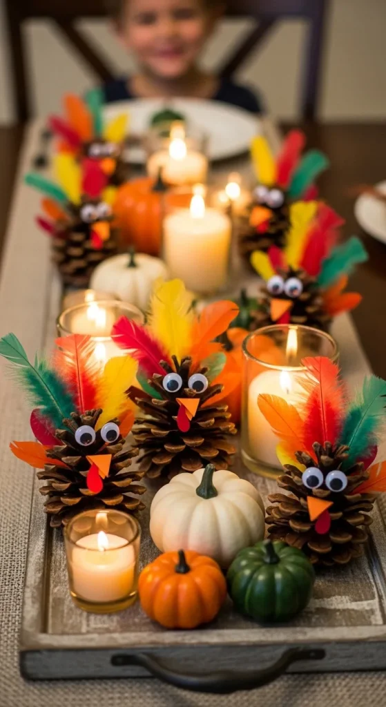 9 Cute & Creative Thanksgiving Crafts Preschoolers Can Make for Cozy Home Décor 6 Pinecone Turkeys for Rustic Farmhouse Vibes