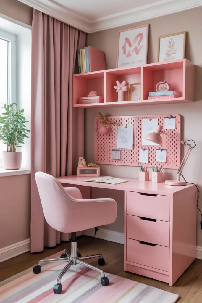  Pink Study Corner — Functional Pink Bedroom Ideas for Girls or Adults