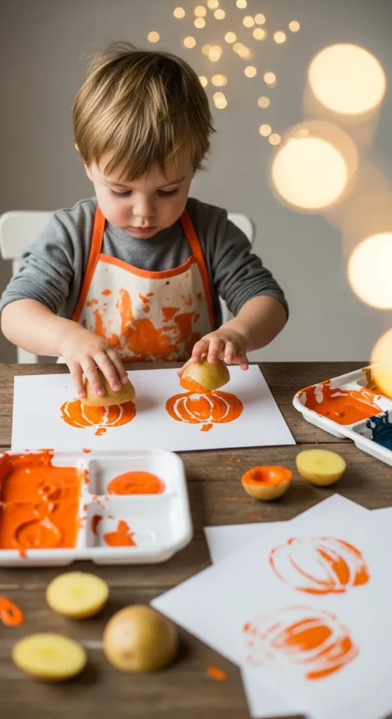 Potato Stamp Pumpkins