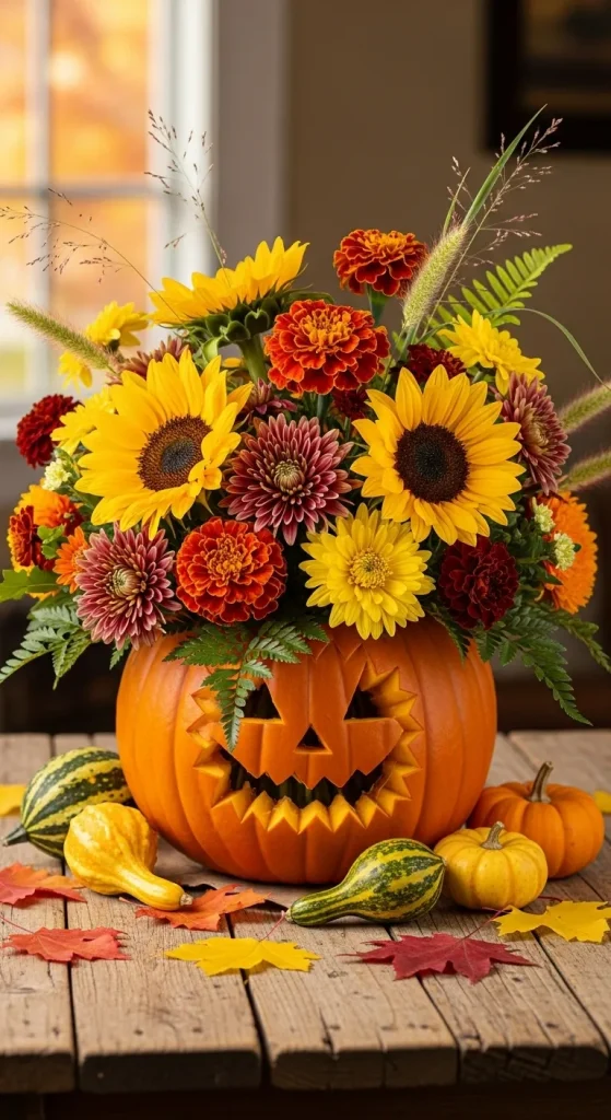 Pumpkin Floral Arrangement A Perfect Autumn Touch