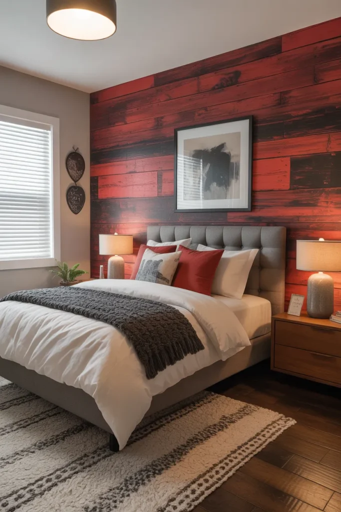Reclaimed Red Barn Wood (red bedroom ideas for teens)