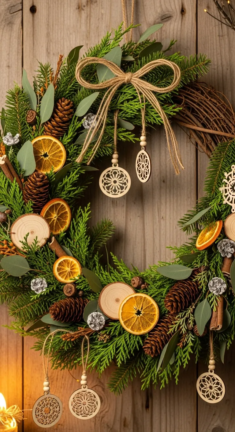 Rustic Greenery Wreath with Natural Accents