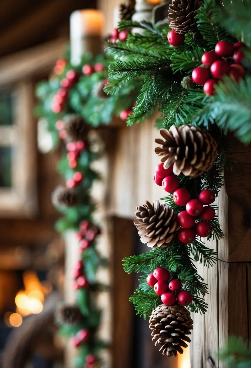 Pinecone and berry garlands