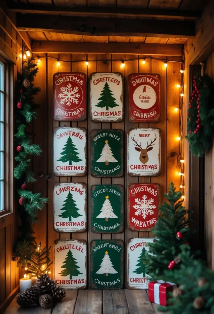 Vintage-inspired tin signs