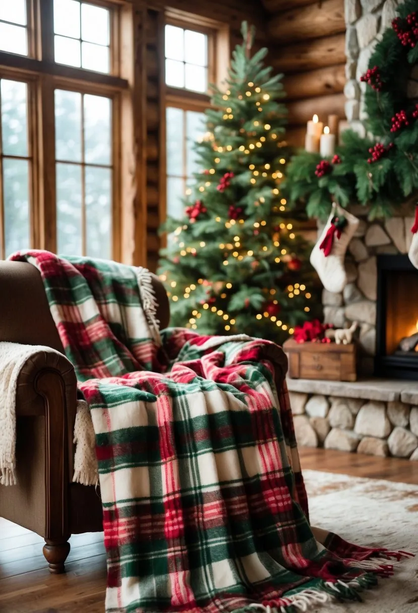 Plaid flannel throw blankets