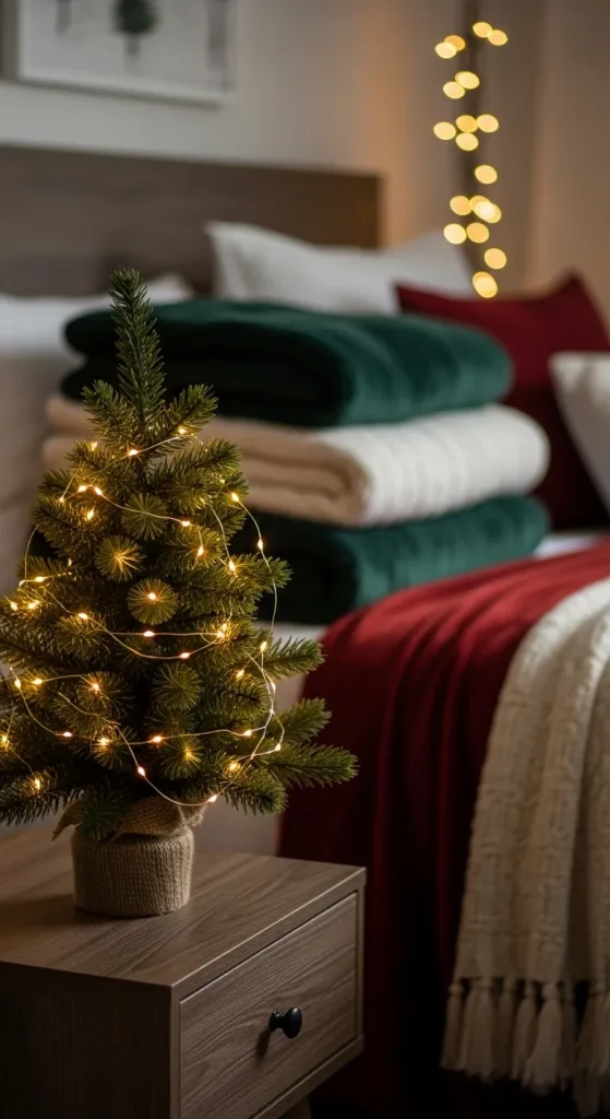  Set up a small tabletop Christmas tree with warm lights