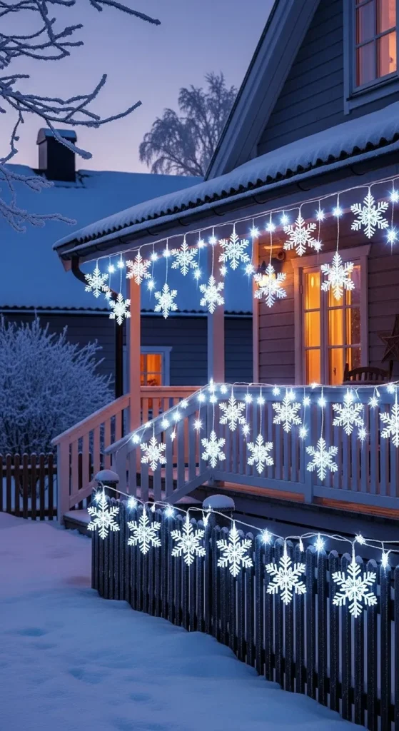13 Stunning Outdoor Christmas Yard Décor Ideas That’ll Wow Your Neighbors 12 Snowflake Light Curtains