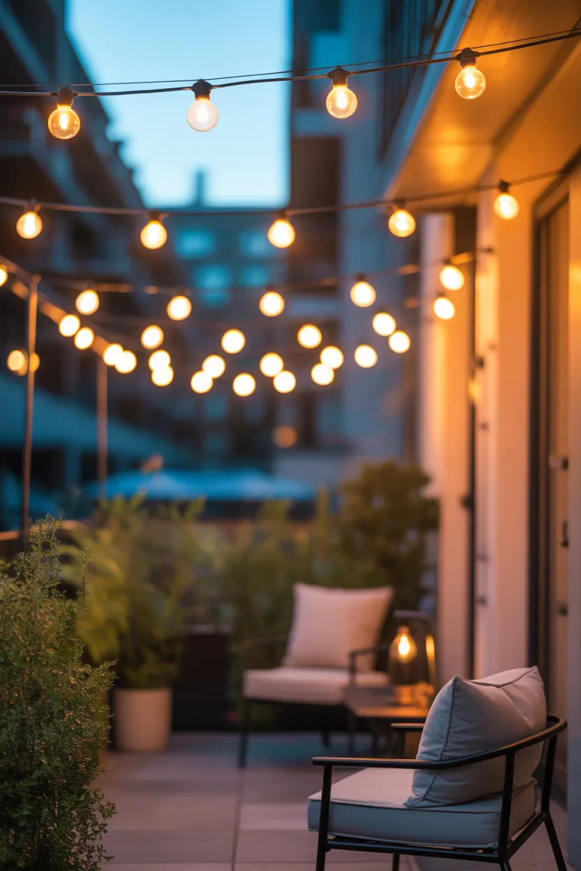 String lights for ambient evening lighting