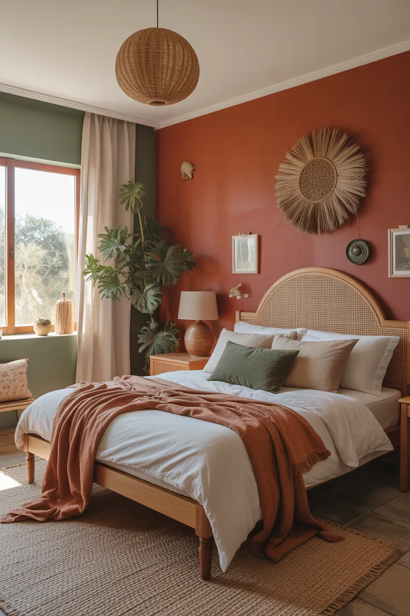 Terracotta Accent Wall (red bedroom walls)