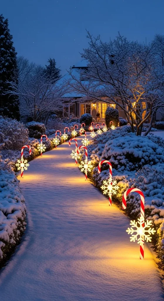 13 Stunning Outdoor Christmas Yard Décor Ideas That’ll Wow Your Neighbors 8 Twinkling Pathway Lights