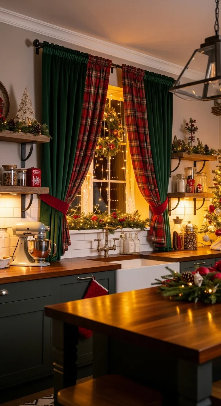 Velvet & Tartan Plaid Curtains 