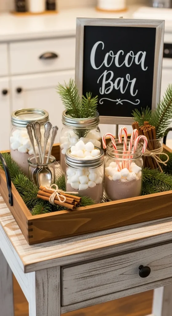  Warm Farmhouse Hot Cocoa Station