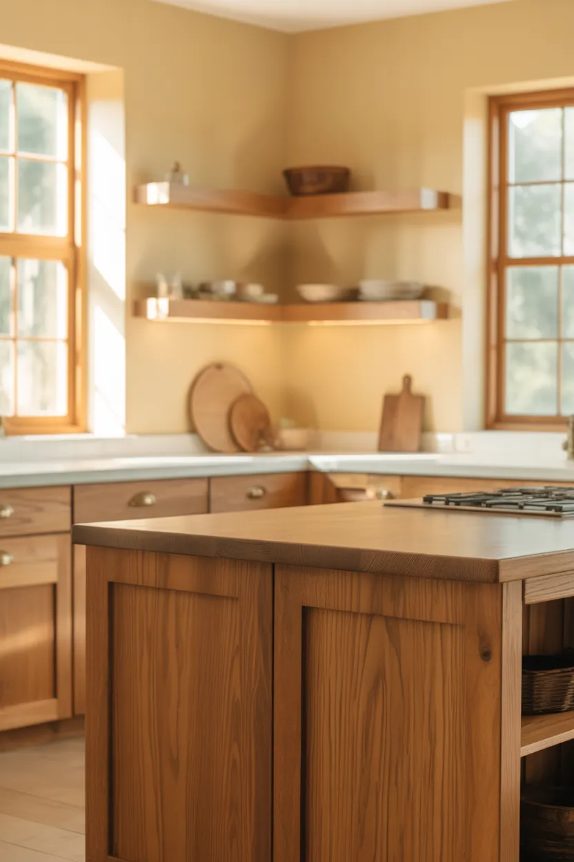 Warm Ivory with Honeyed Oak Accents