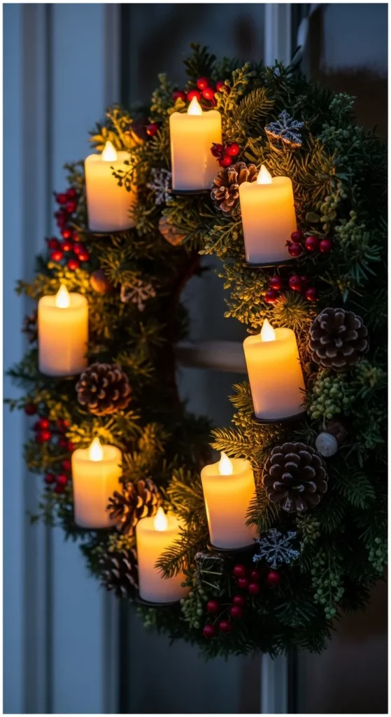 Wreath Candle Glow – Festive and Safe