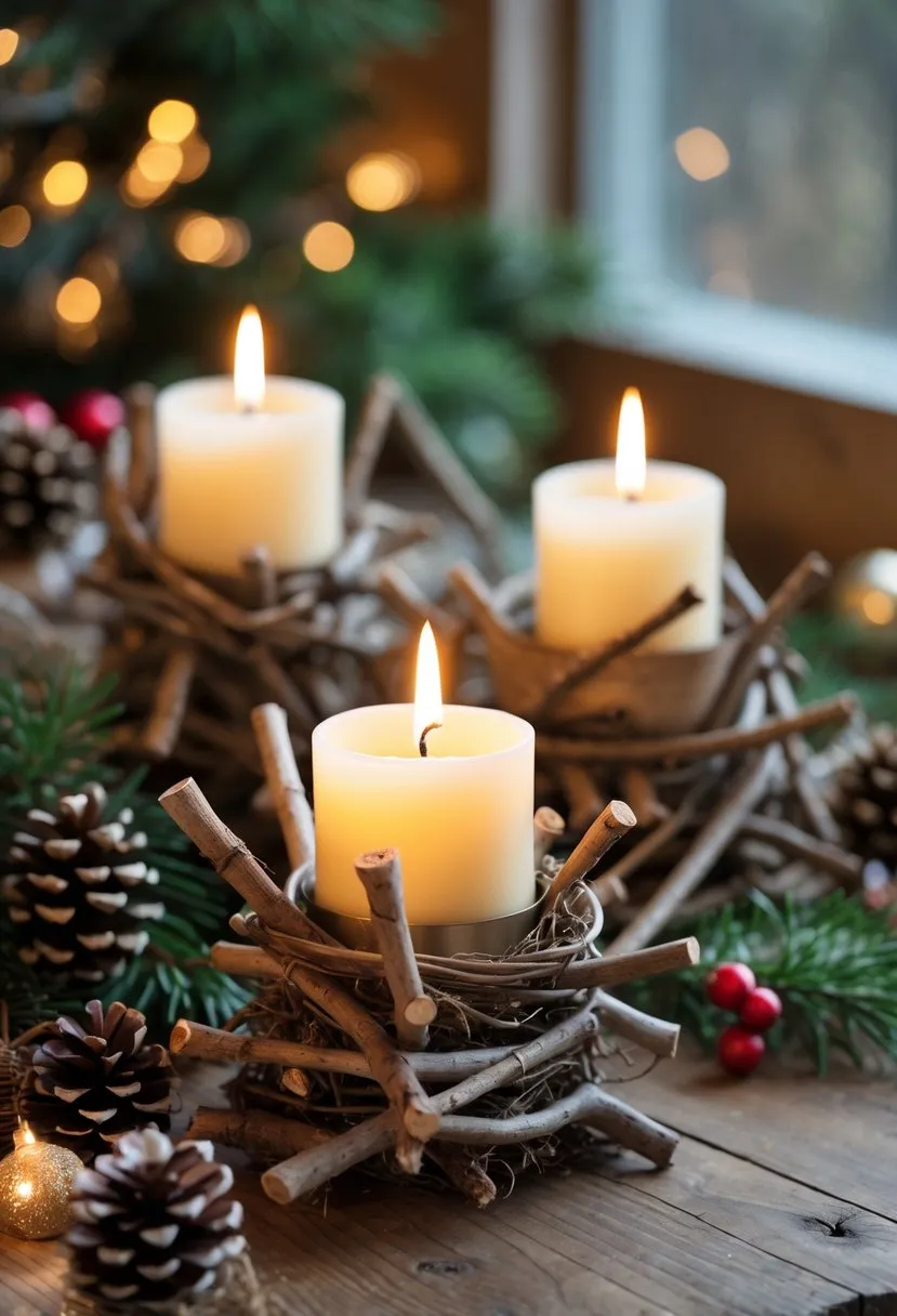 Rustic Twig Candle Holders