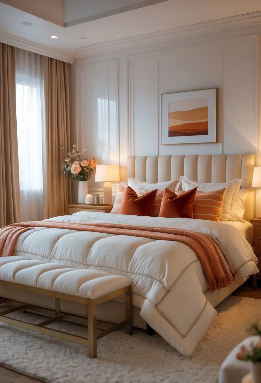 Use warm accent colors to add romance without overwhelming