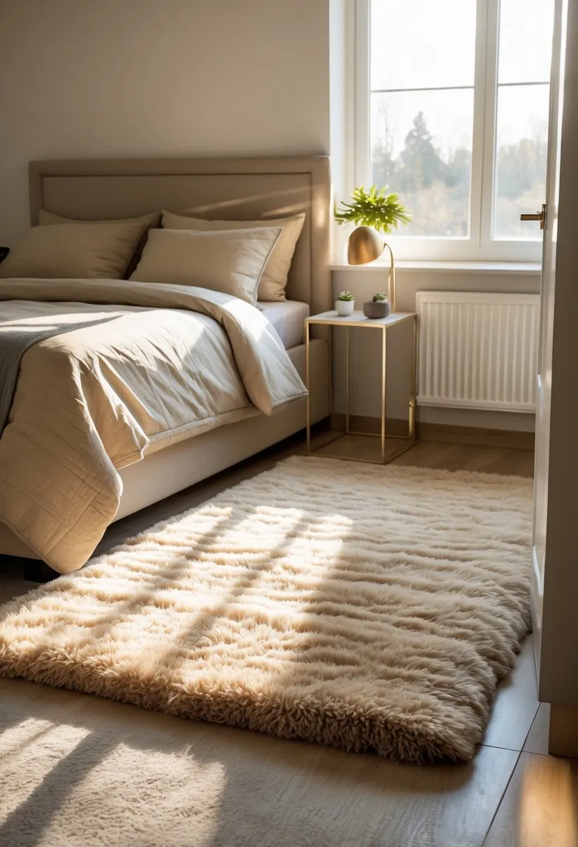 Use soft rugs to add warmth and comfort underfoot