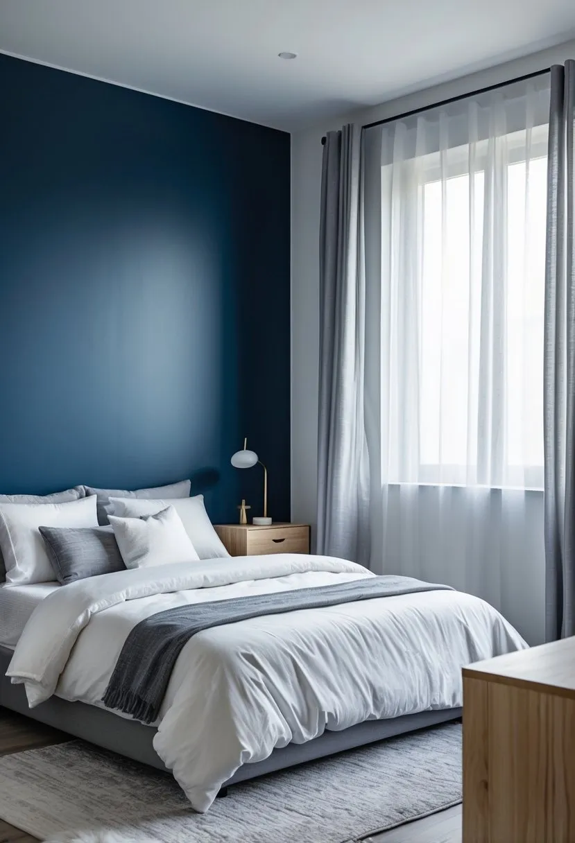Add a statement accent wall with navy blue paint