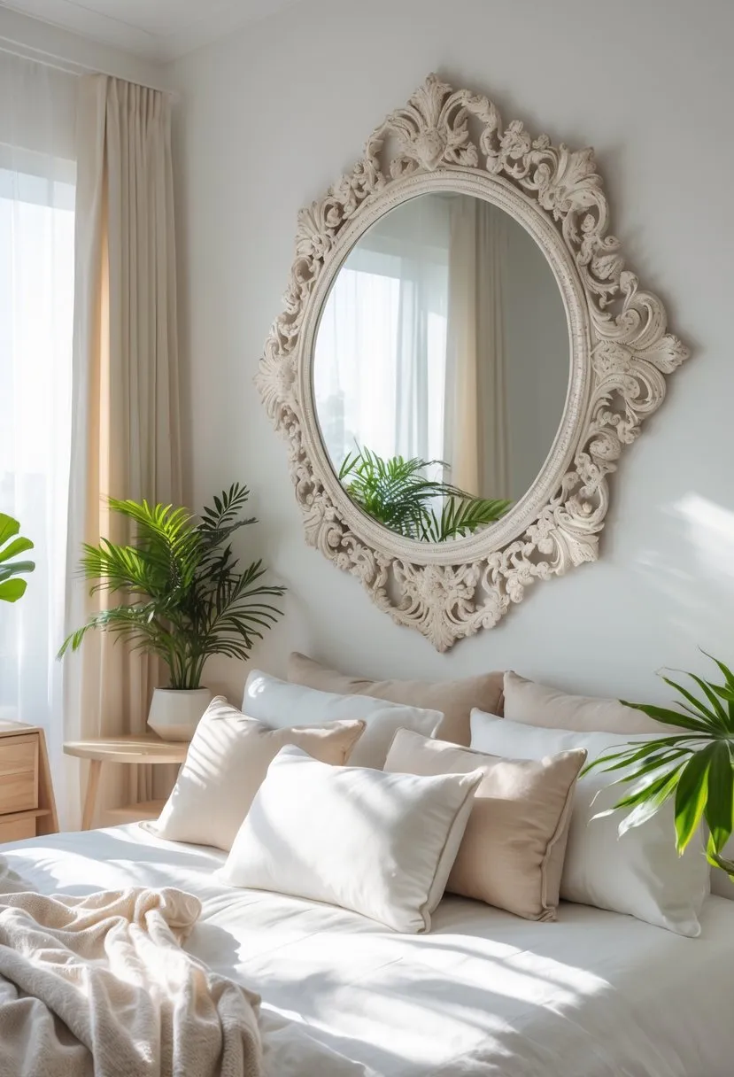 Incorporate a large decorative mirror to reflect light
