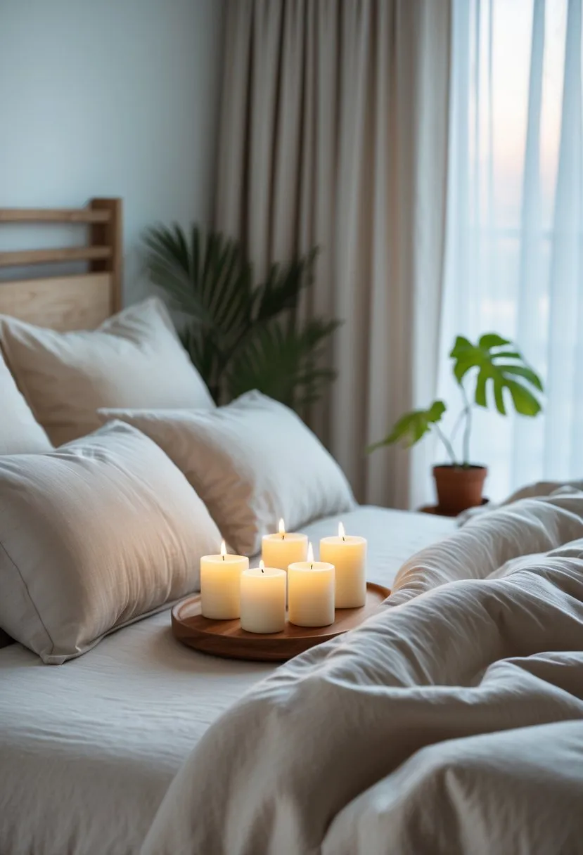 Use scented soy candles for a calming atmosphere