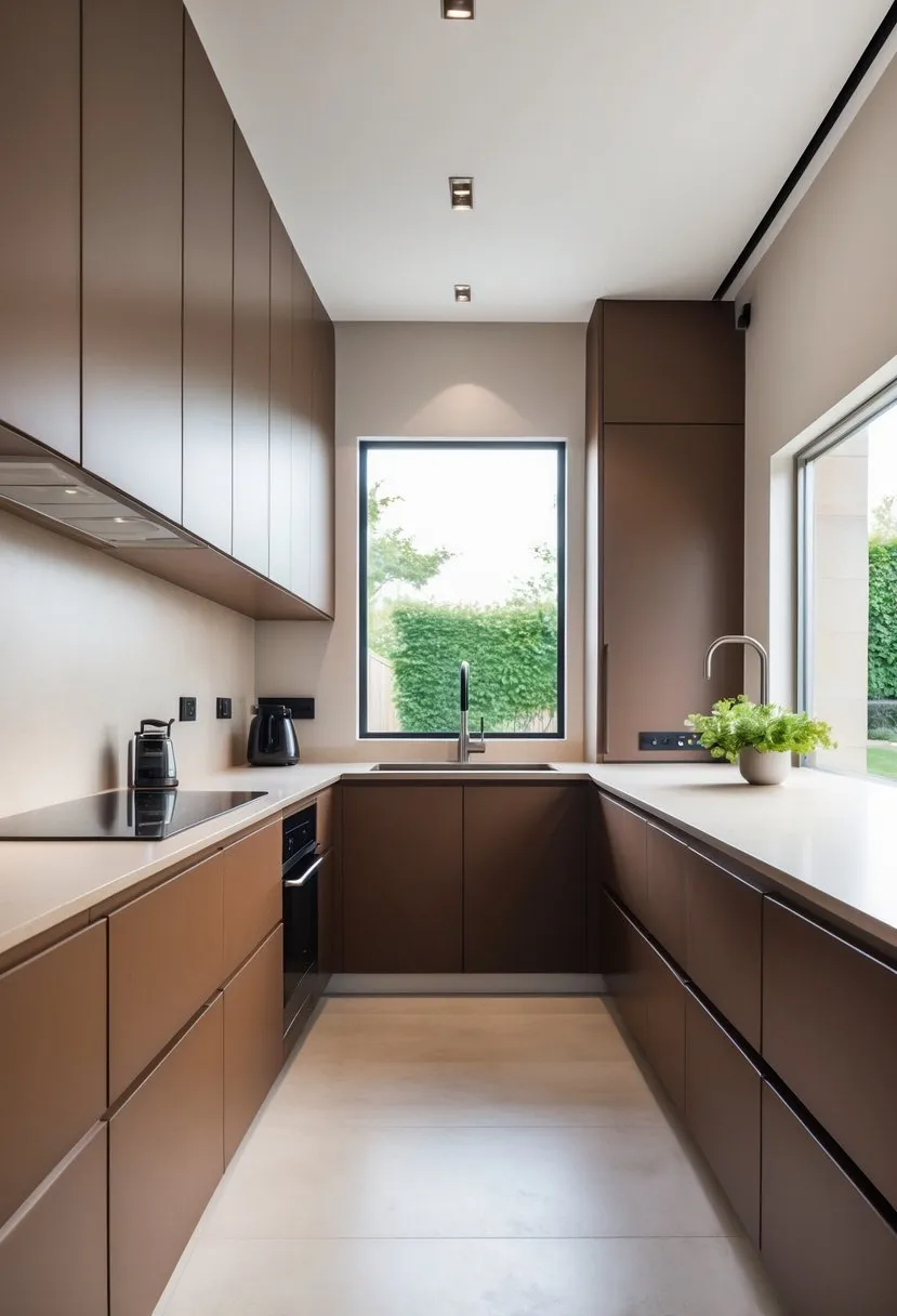 Matte Finish Brown Cabinets for a Sleek Modern Style
