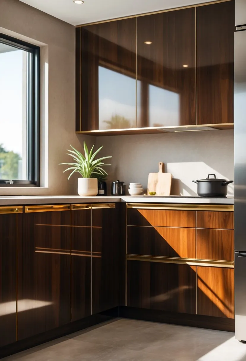 Brown Cabinets with Gold Hardware for Sophistication