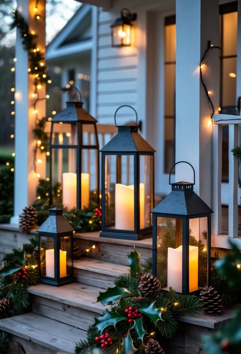Rustic lanterns with LED candles