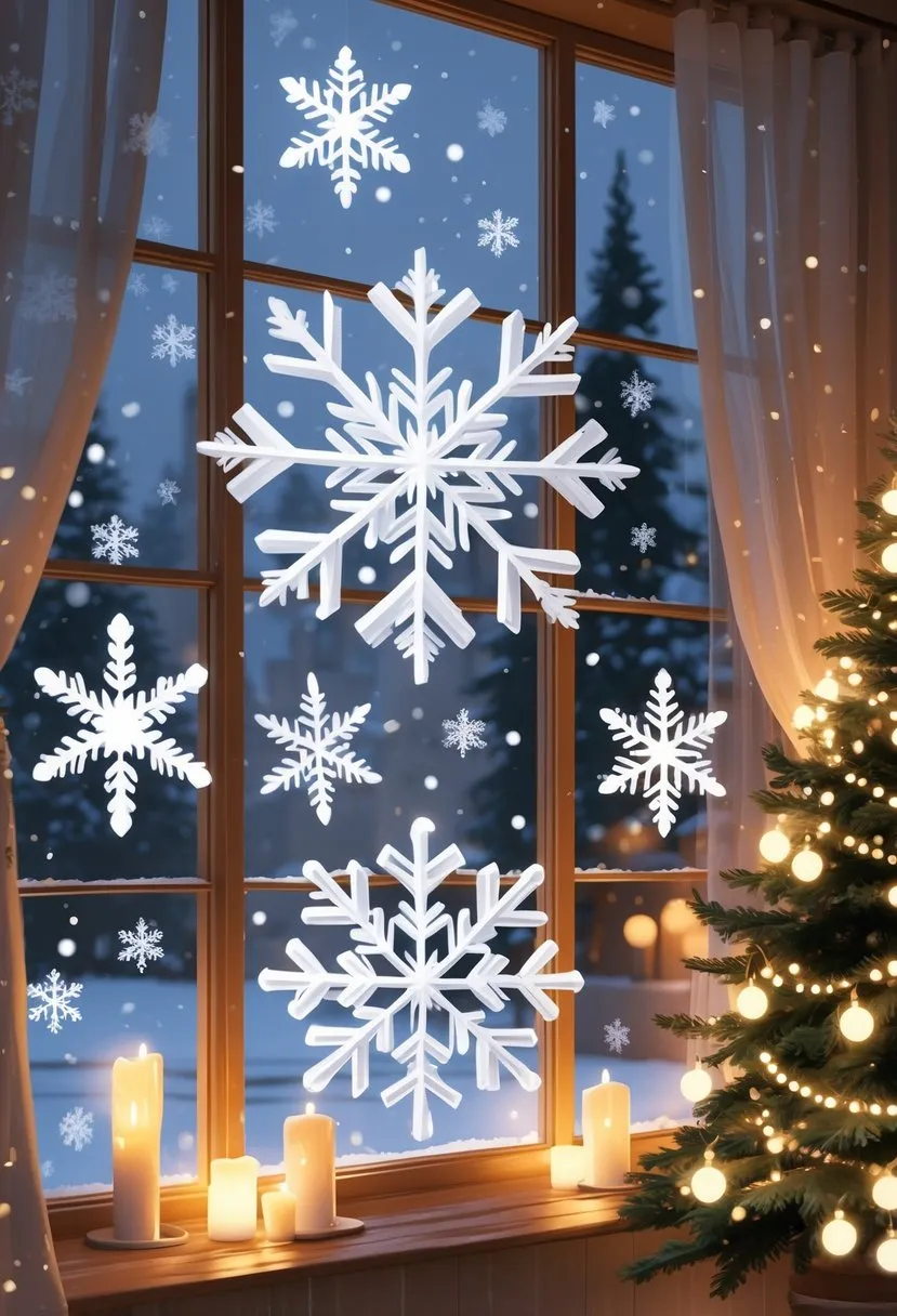  Snowflake Window Clings