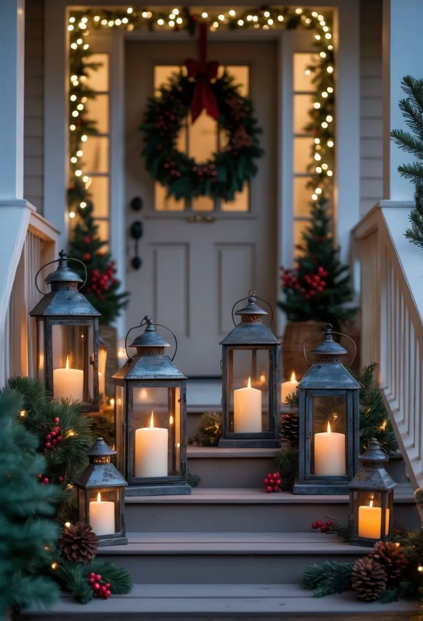  Vintage lanterns with flameless candles inside