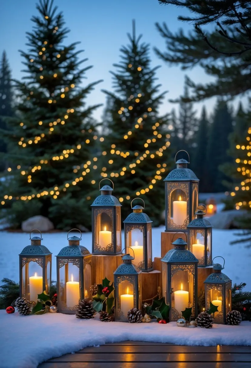 Cluster lanterns in groups of varying heights
