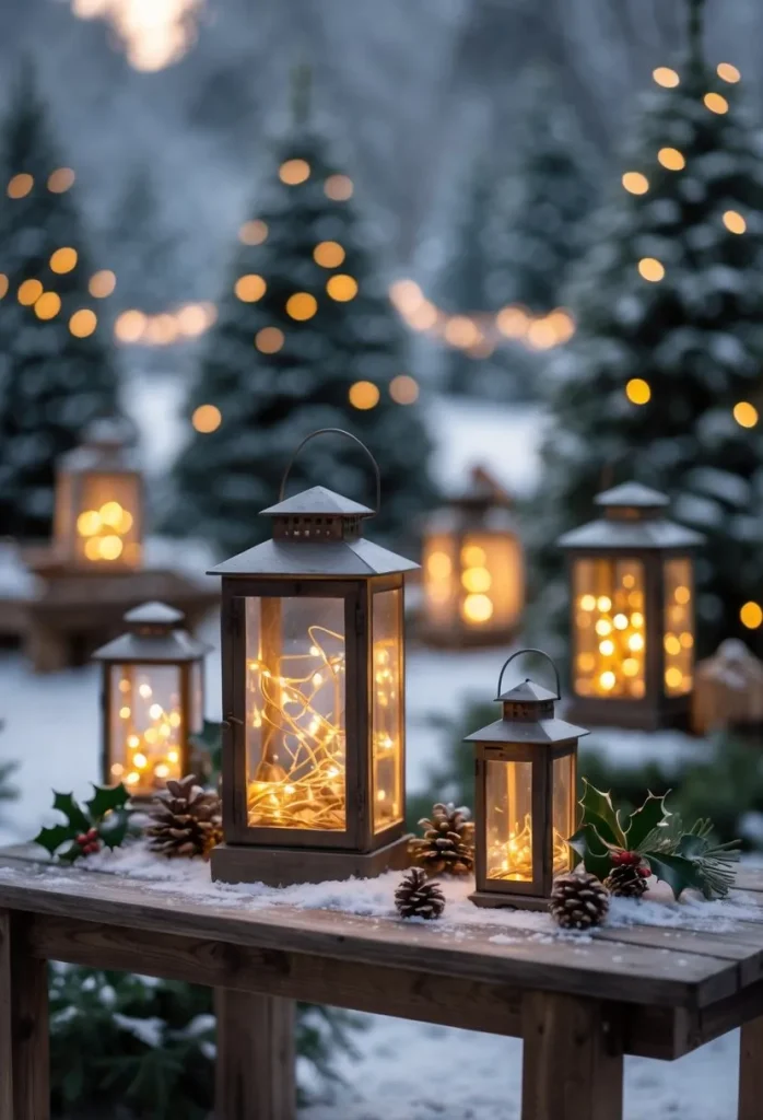 Fill lanterns with warm twinkle lights
