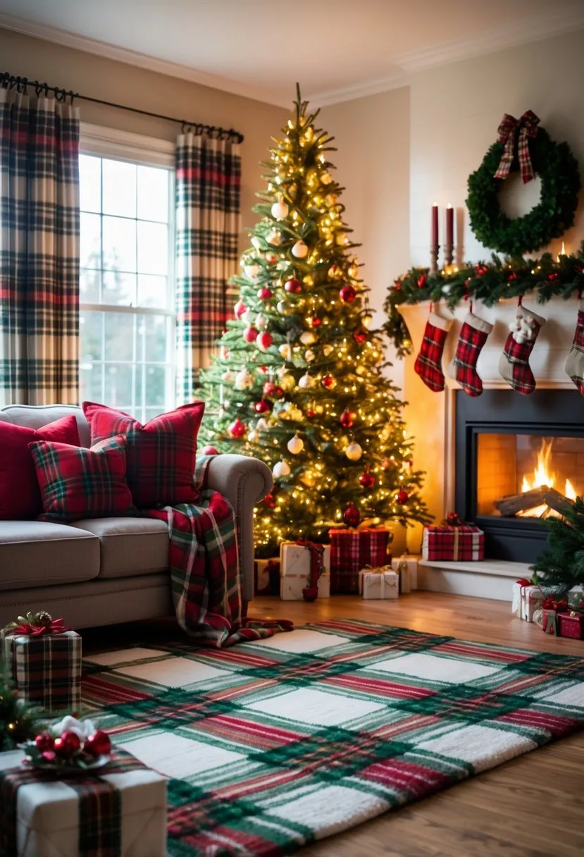 Plaid Pattern Accents and Rugs