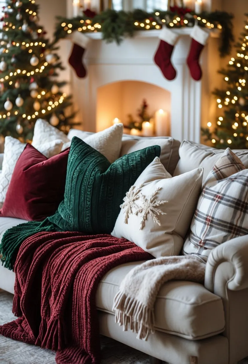 Layered Plush Throws and Pillows