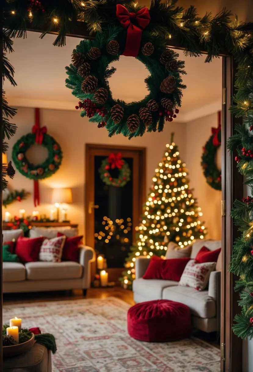 Wreaths with Pinecones and Berries
