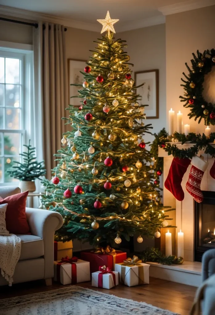 Traditional Christmas Tree with Ornaments
