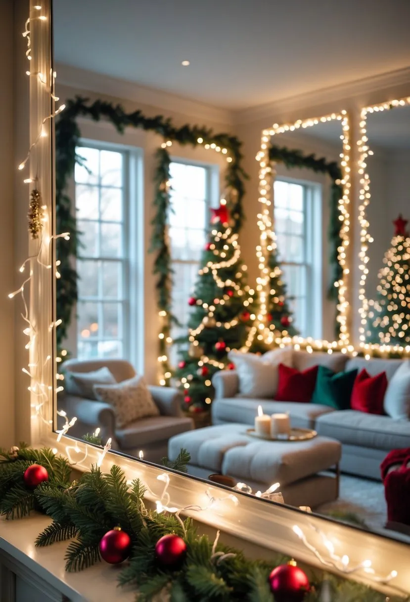 Soft White Fairy Lights Around Mirrors