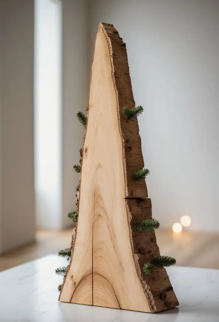 Natural wood slab Christmas tree
