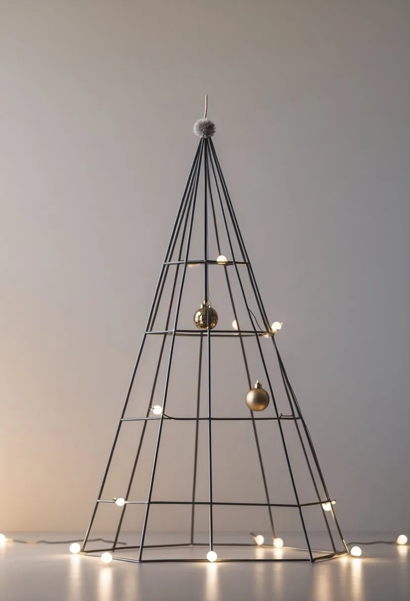 Geometric wireframe Christmas tree