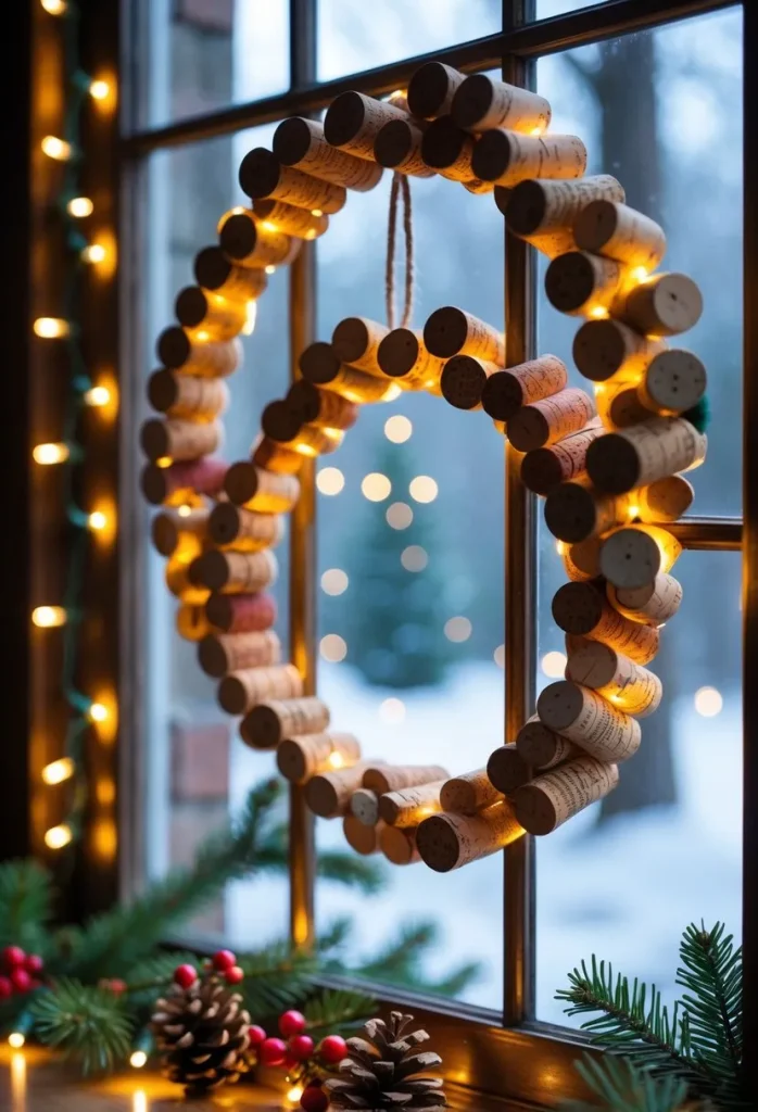 DIY Wine Cork Christmas Wreaths