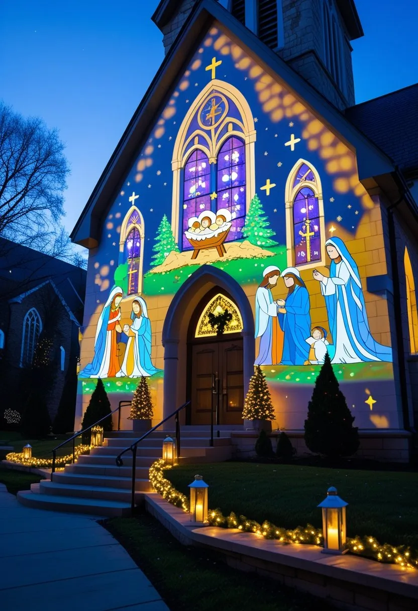 Church Christmas Decorations: 14 Essential Ideas for a Festive Worship Space 10 Projector Mapping of Nativity Scenes