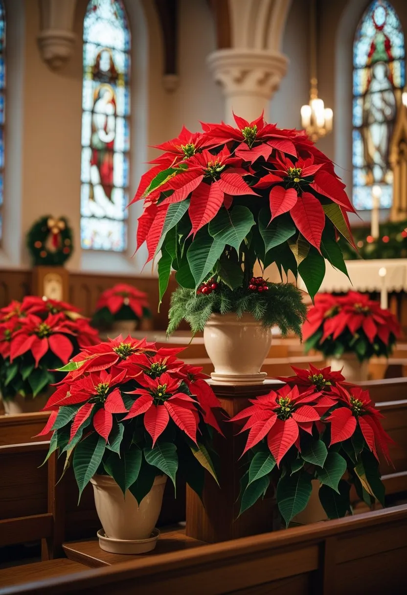Church Christmas Decorations: 14 Essential Ideas for a Festive Worship Space 6 Festive Poinsettia Arrangements