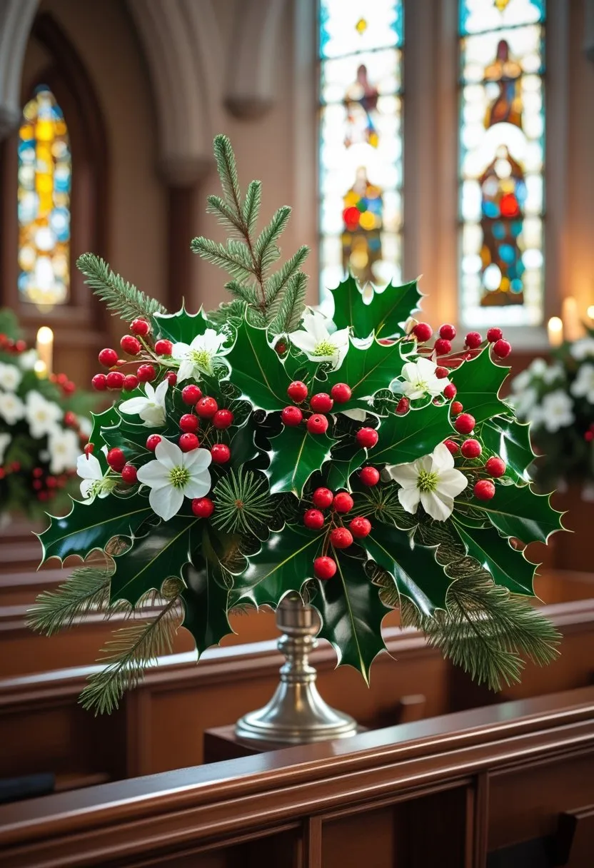 Church Christmas Decorations: 14 Essential Ideas for a Festive Worship Space 14 Floral Centerpieces with Holly and Berries