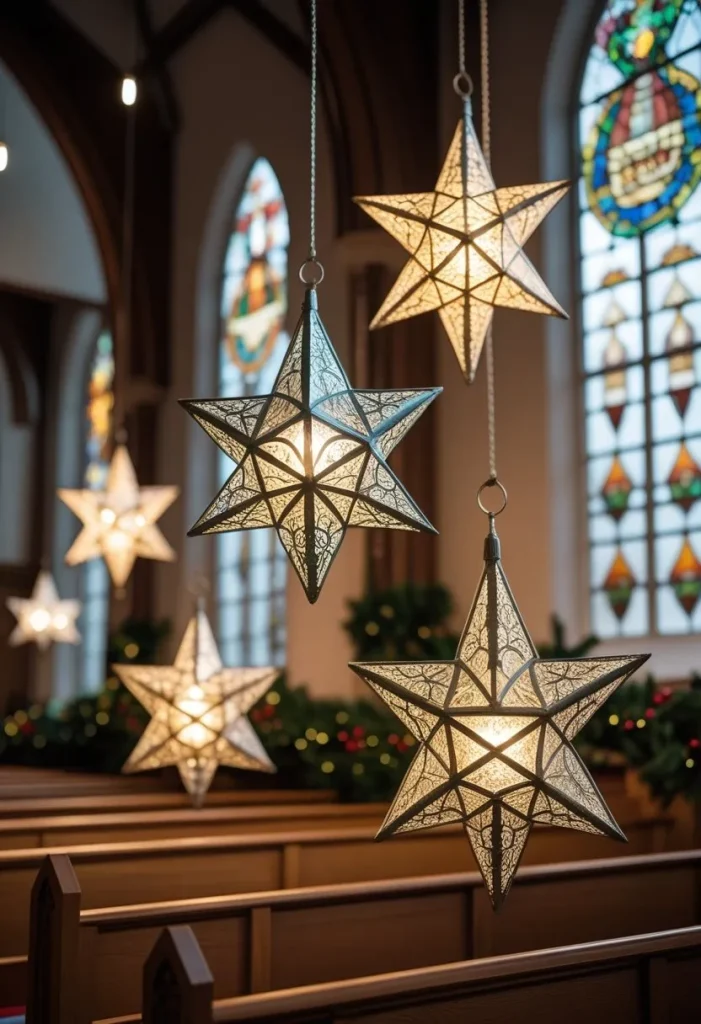 Church Christmas Decorations: 14 Essential Ideas for a Festive Worship Space 13 Hanging Star Lanterns