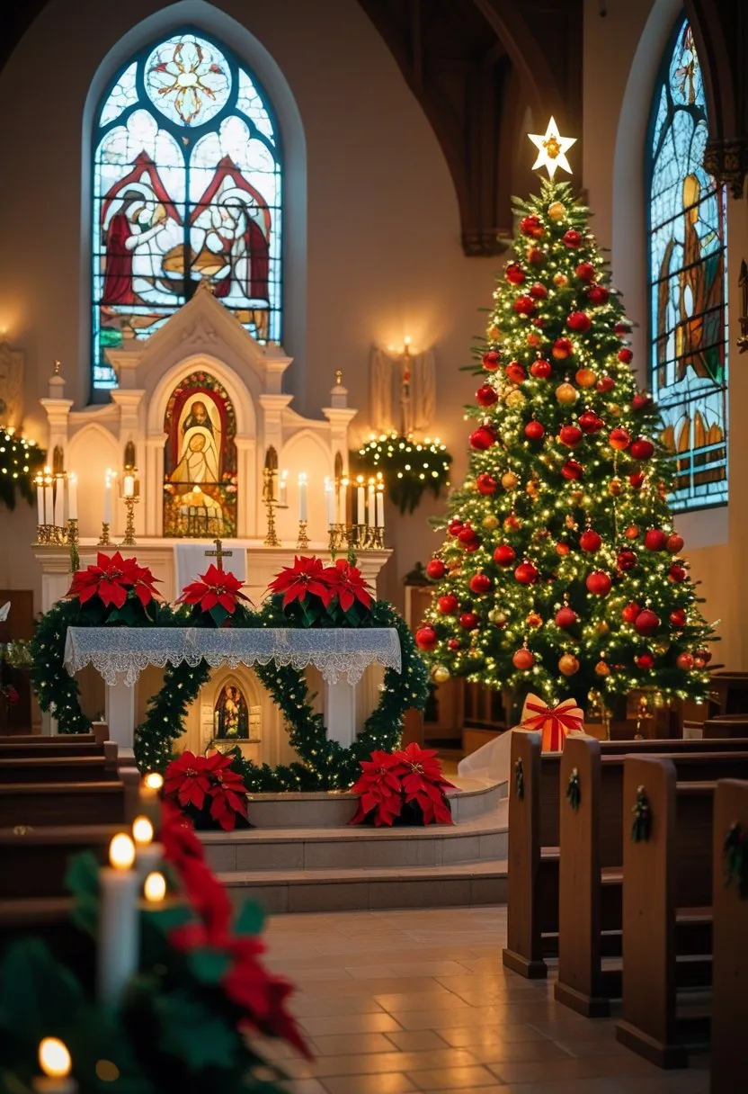 Church Christmas Decorations: 14 Essential Ideas for a Festive Worship Space 1 interior of church decorated for christmas