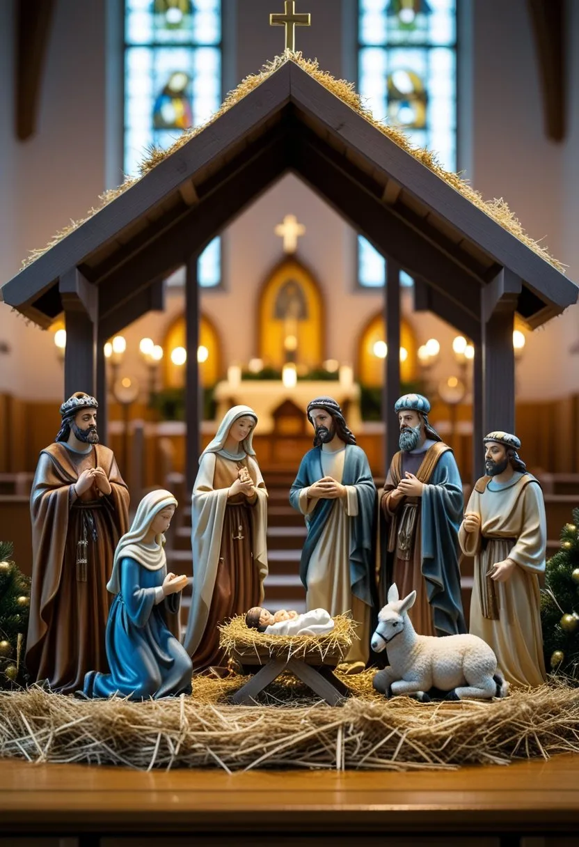 Church Christmas Decorations: 14 Essential Ideas for a Festive Worship Space 2 Traditional Nativity Scene