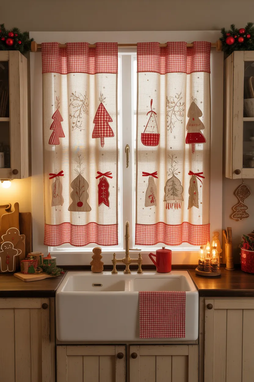 DIY Christmas Kitchen Curtains